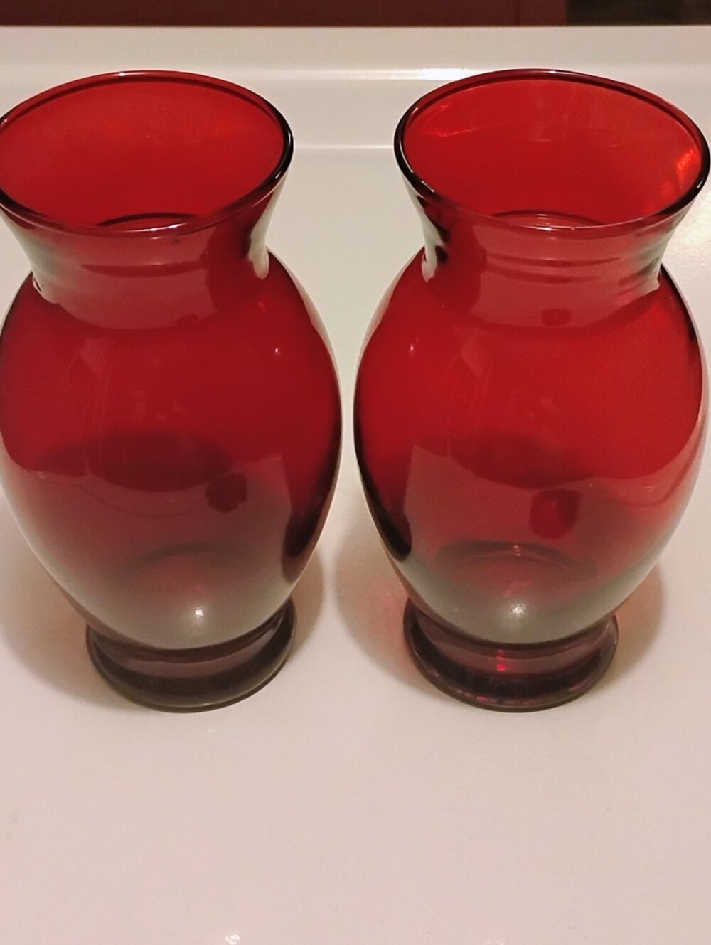 Vintage 1938-1956 Anchor Hocking Royal Ruby Glass Vases This Is For 2 Vases